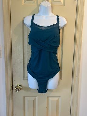 Teal Twist Front One-Piece Swimsuit